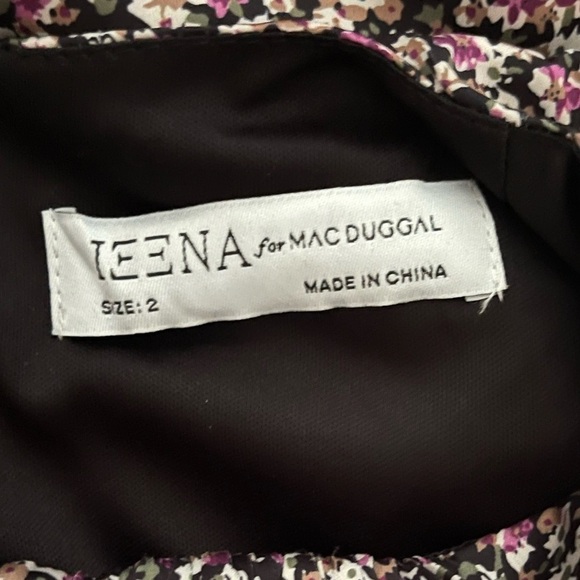 NEW IENNA for MAC DUGGAL Black Floral Long Sleeve Keyhole Mini Dress Size 2 - Picture 8 of 12